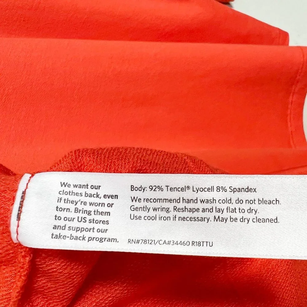 Eileen Fisher Tencel Stretch Terry Patch Pocket Long Sleeve Top Hot Red Orange M - Picture 6 of 15